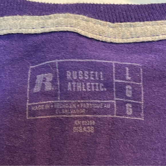 Clemson Tigers NCAA T-Shirt by Russell Purple with Orange Size L - Picture 3 of 5